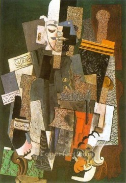 Homme au chapeau melon assis dans un fauteuil 1915 Cubismo Pinturas al óleo